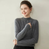 Locker sitzendes Kaschmir-Basic mit Stehkragen