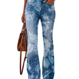 HERBERGER | Damen Jeans mit Blumenmuster und hohem Bund für Arbeit & Freizeit