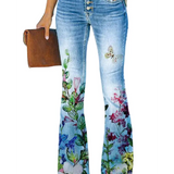 HERBERGER | Damen Jeans mit Blumenmuster und hohem Bund für Arbeit & Freizeit