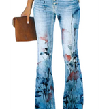 HERBERGER | Damen Jeans mit Blumenmuster und hohem Bund für Arbeit & Freizeit