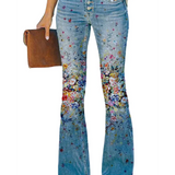 HERBERGER | Damen Jeans mit Blumenmuster und hohem Bund für Arbeit & Freizeit