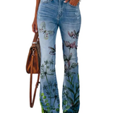 HERBERGER | Damen Jeans mit Blumenmuster und hohem Bund für Arbeit & Freizeit