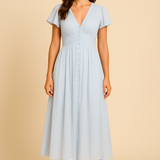 HERBERGER | Damen Maxikleid luftig-leicht mit Knopfleiste und Puffärmeln