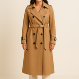 HERBERGER | Eleganter Damen Trenchcoat lang mit Bindegürtel und Knopfleiste