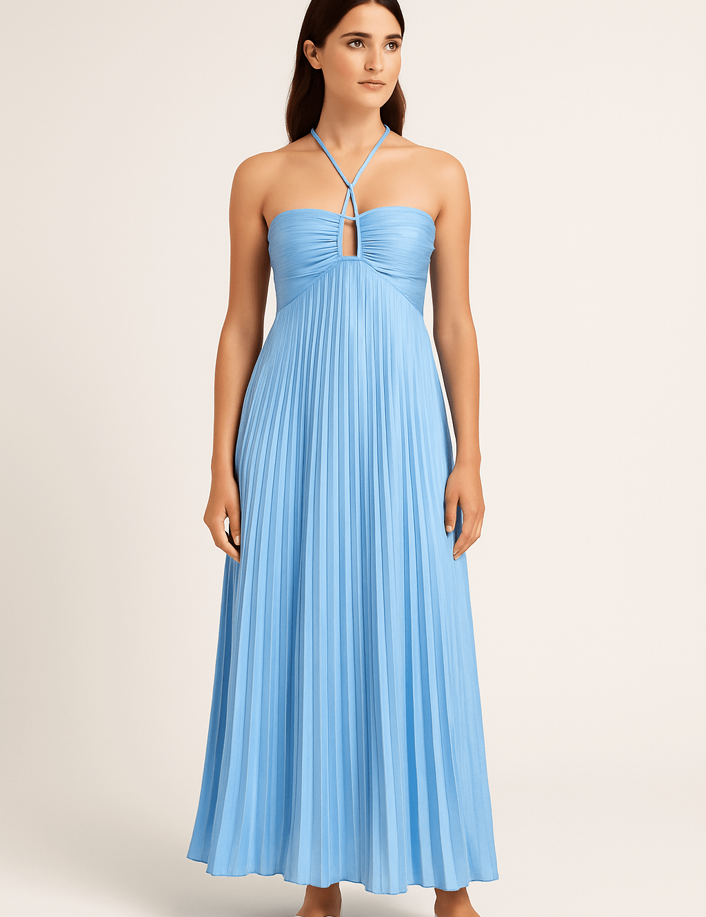 HERBERGER | Atmungsaktives Damen Haltertop mit Falten und Ausschnitt