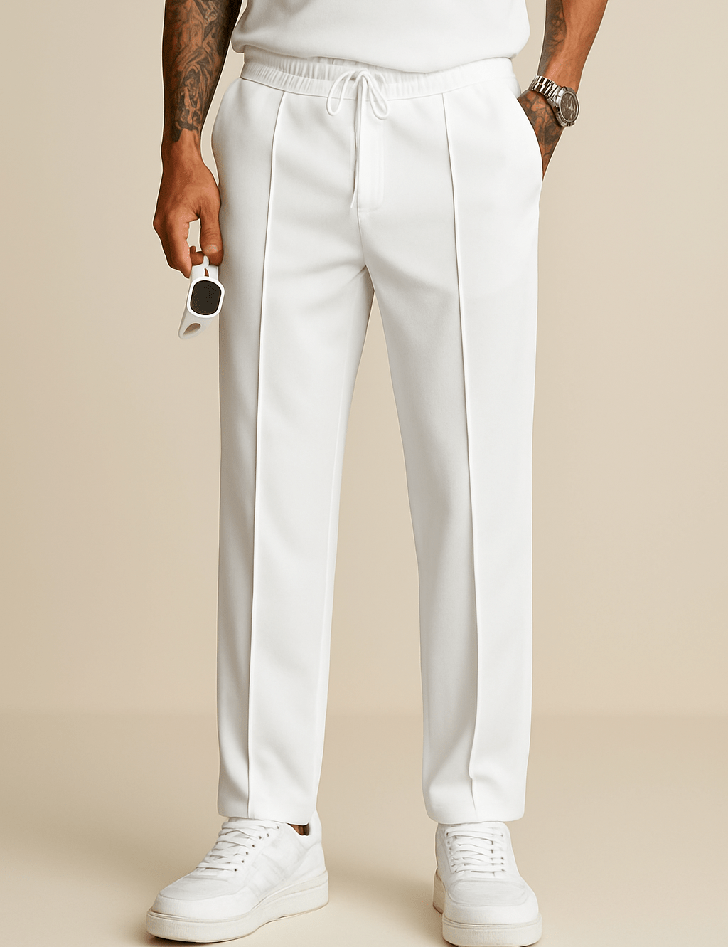 HERBERGER | Herren Hose aus Diver-Material in weiter Form mit klarem Fall