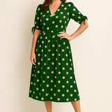 HERBERGER | Damen Midikleid luftig-leicht mit Punkten und Bindegürtel