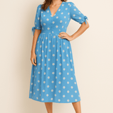 HERBERGER | Damen Midikleid luftig-leicht mit Punkten und Bindegürtel