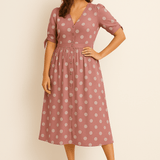 HERBERGER | Damen Midikleid luftig-leicht mit Punkten und Bindegürtel