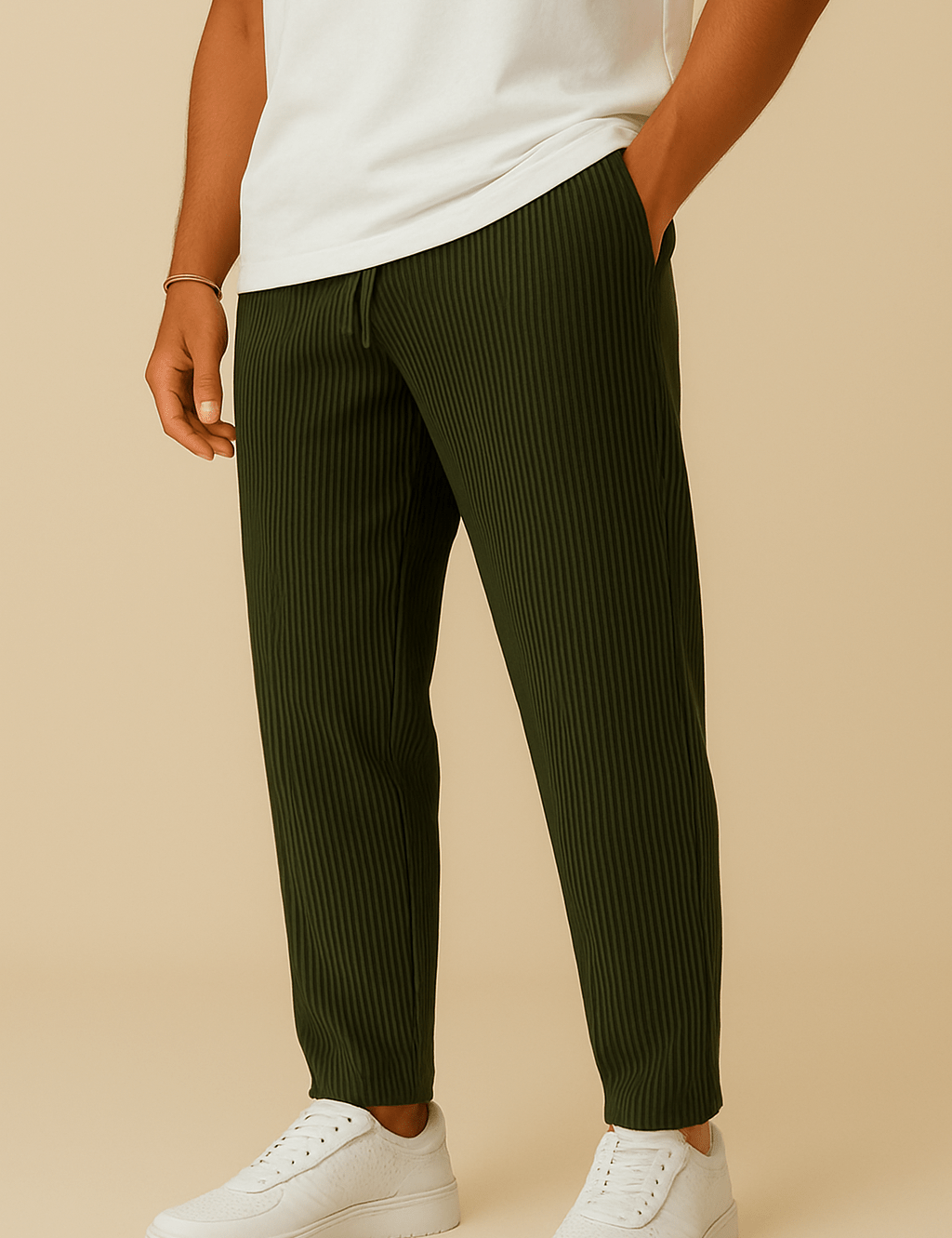 HERBERGER | Herren Hose in Rippstruktur mit lockerem Schnitt und flexiblem Bund