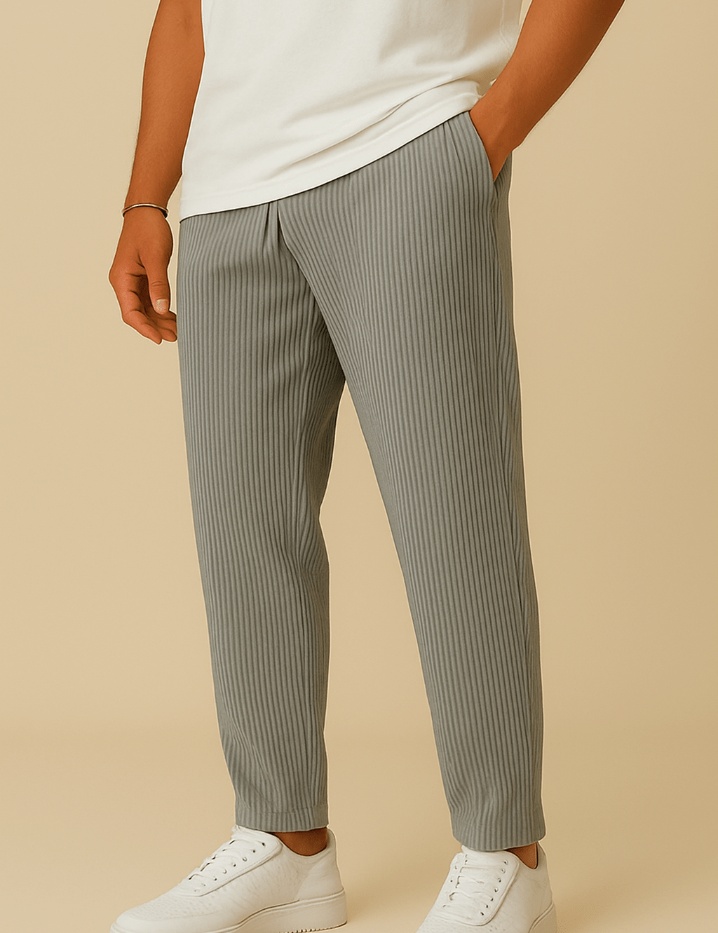 HERBERGER | Herren Hose in Rippstruktur mit lockerem Schnitt und flexiblem Bund