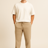 HERBERGER | Herren Hose in Rippstruktur mit lockerem Schnitt und flexiblem Bund