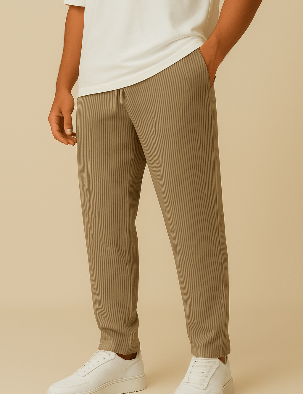 HERBERGER | Herren Hose in Rippstruktur mit lockerem Schnitt und flexiblem Bund