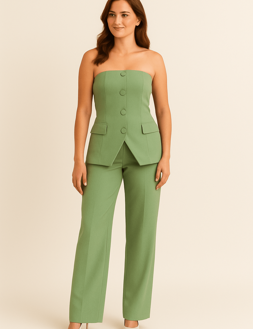 HERBERGER | Damen Sommer Jumpsuit-Set mit Oberteil und Hose mit Knopfverschluss