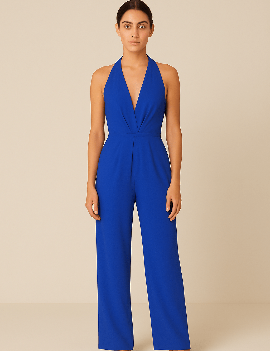 HERBERGER | Damen Jumpsuit ärmellos mit tiefem V-Ausschnitt und weitem Bein