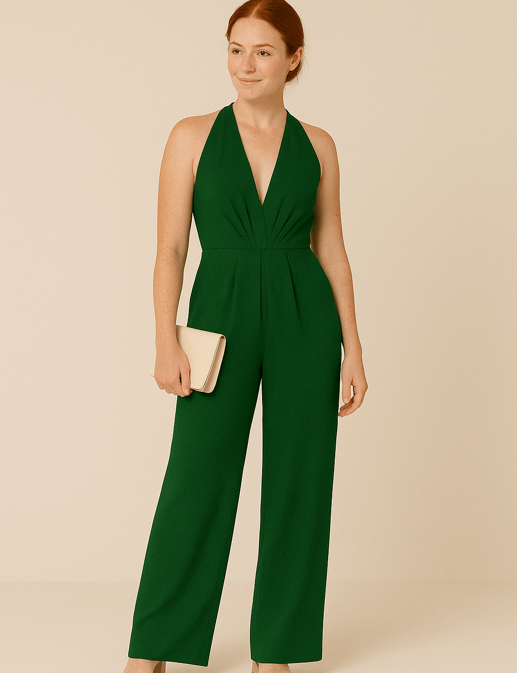 HERBERGER | Damen Jumpsuit ärmellos mit tiefem V-Ausschnitt und weitem Bein