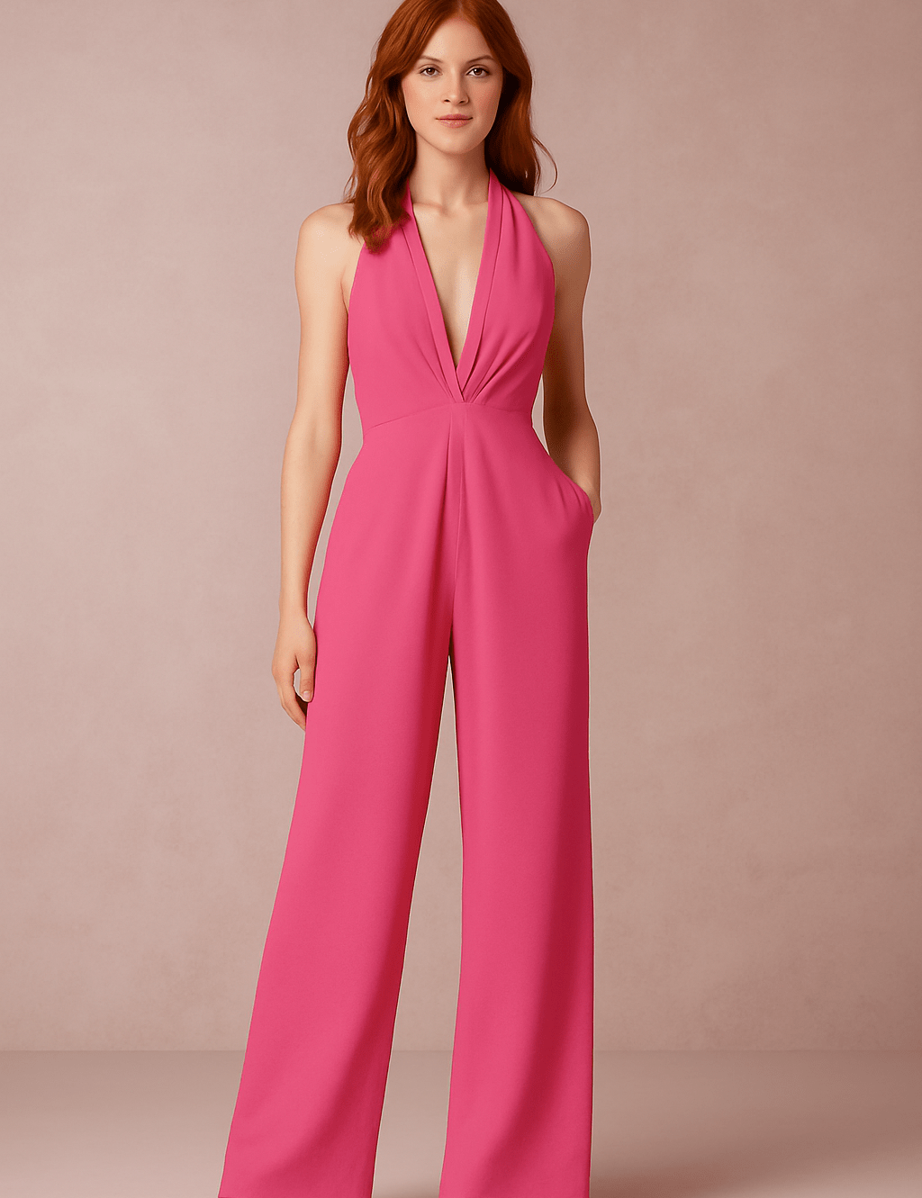 HERBERGER | Damen Jumpsuit ärmellos mit tiefem V-Ausschnitt und weitem Bein