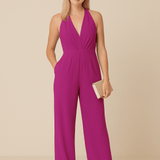 HERBERGER | Damen Jumpsuit ärmellos mit tiefem V-Ausschnitt und weitem Bein