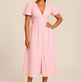 HERBERGER | Damen Maxikleid luftig-leicht mit Knopfleiste und Puffärmeln