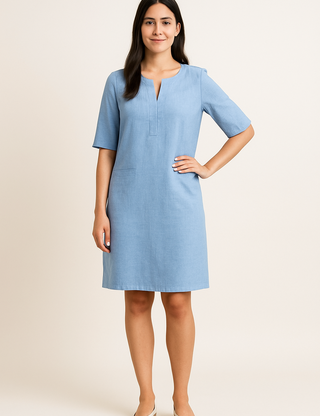 HERBERGER | Sommerliches Damen Kleid in Leinenoptik mit taillierter Passform luftig & leicht