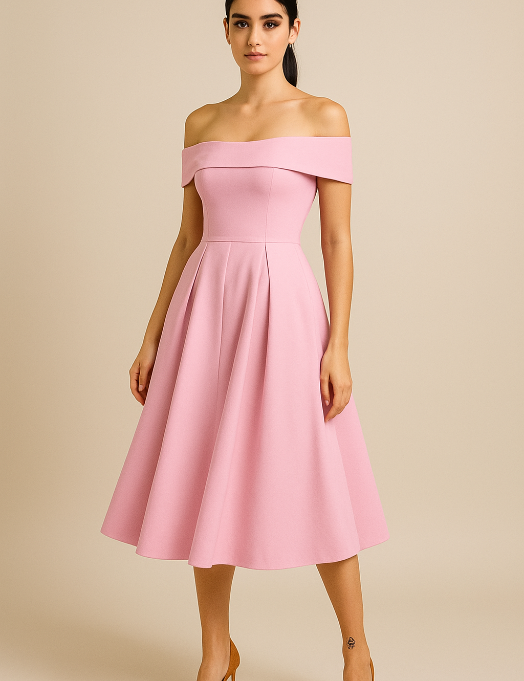 HERBERGER | Damen Schulterfreies A-Linien Kleid, Atmungsaktiv und Stilvoll