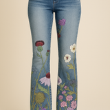 HERBERGER | Damen Jeans mit Blumenmuster und hohem Bund für Arbeit & Freizeit