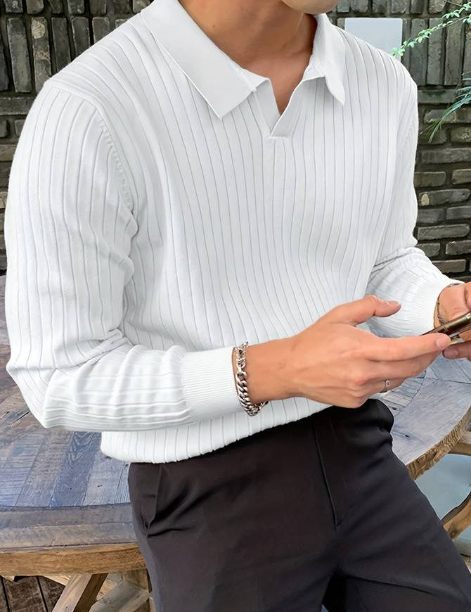 Feinblick Herren Langarm Polo-Shirt