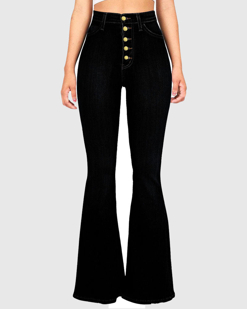 Schlag Jeans mit Hoher Taille