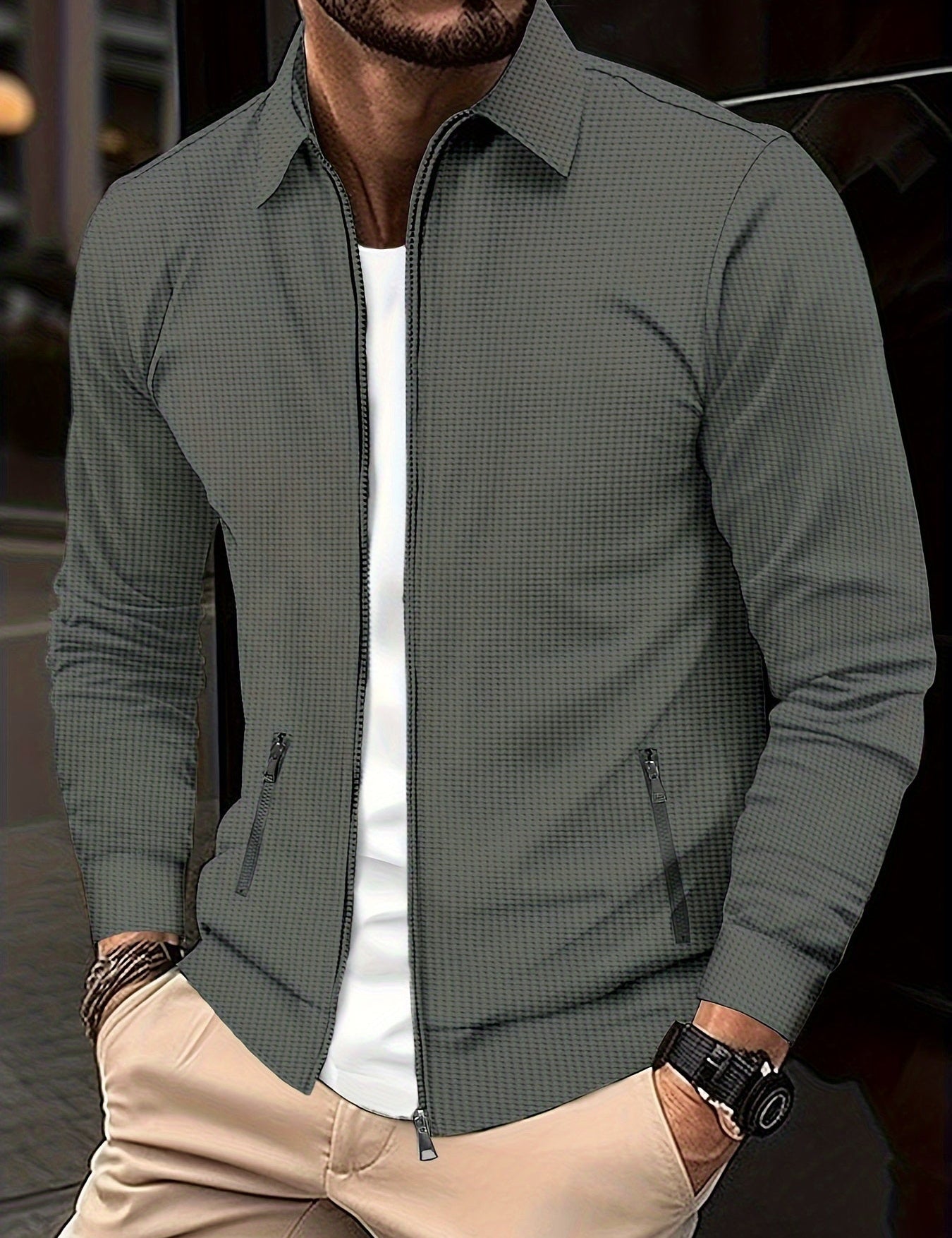 Marvin – Lässige Polyester Jacke Mit Reißverschluss