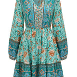 Langärmliges bedrucktes Kleid