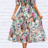 Floraglanz Kurzarmkleid