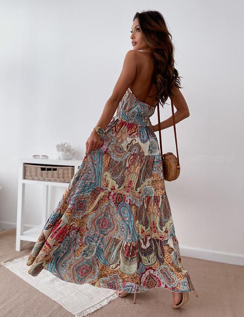 Rückenfreies Kleid mit Blumendruck