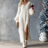 Nora Elegantes Winterkleid mit Knopfdetails