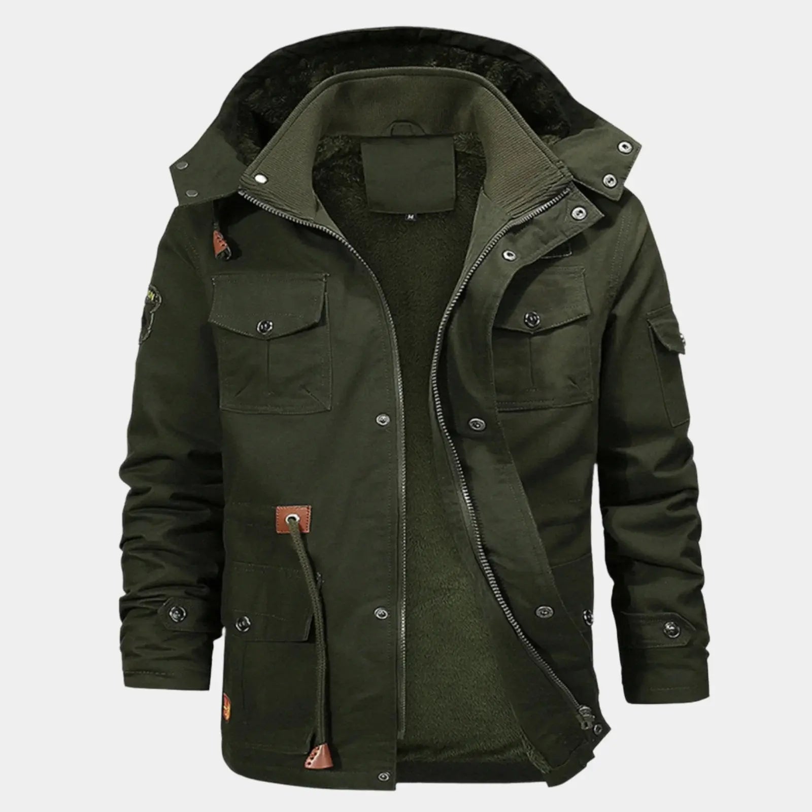 Fleece-Kapuzen-Bomberjacke