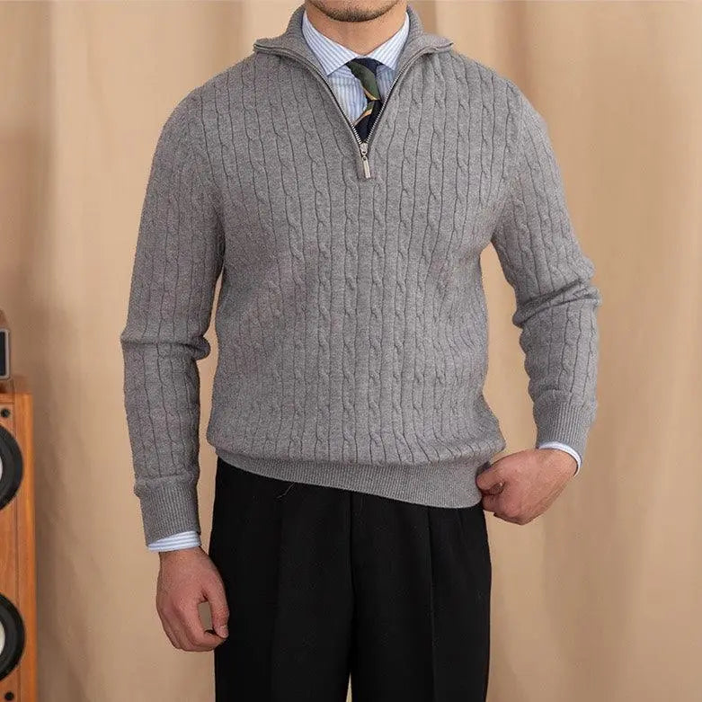 Pullover mit Reissverschluss aus Zopfstrick